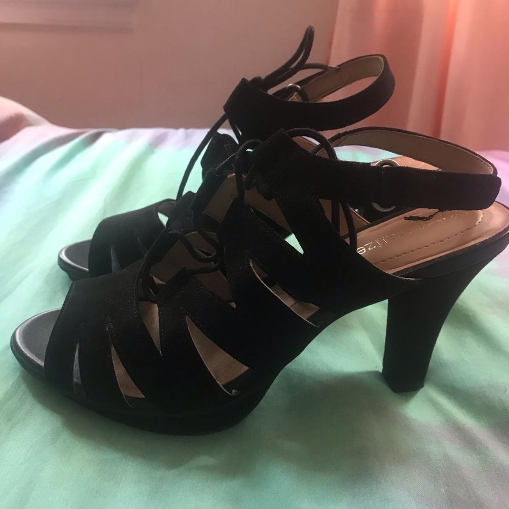Desi Black Suede Lace up Sandal